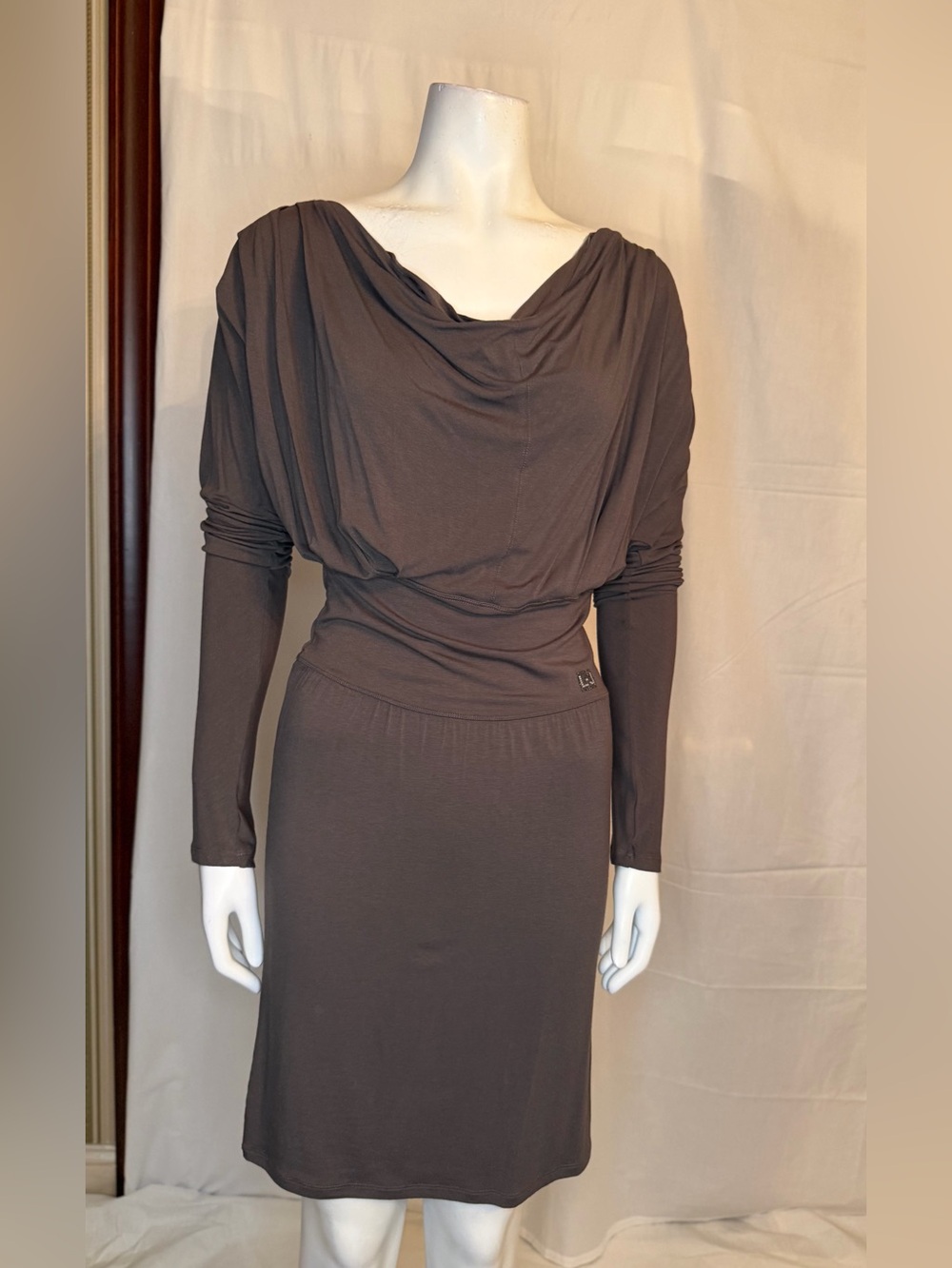 Liu Jo Brown Draped Midi Dress